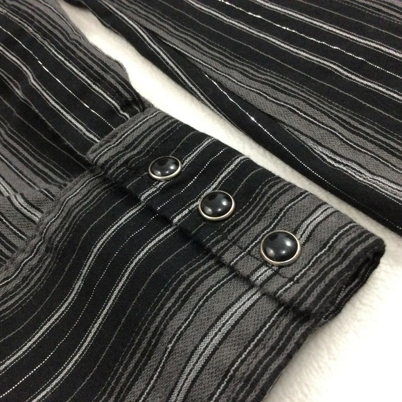 Men's Wrangler Black Snap Long Sleeve Shirt Medium - Picture 2 of 7